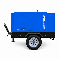 Compresseur diesel portable industriel Airstone, haute performance, 41 kW, 185 CFM, 10 bars, monté sur remorque, pour le forage minier