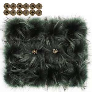 Bola de piel de mapache de imitación con pompones desmontables elásticos coloridos para gorros, tipo de piel, tela para prendas - Product Image 5