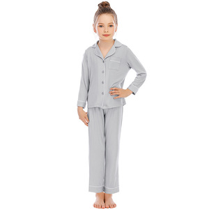 New Style Kinder pyjamas <span class=keywords><strong>Kids</strong></span> Plain Color Modal Pyjamas <span class=keywords><strong>Sets</strong></span> Kinder LONG Sleeves Nachtwäsche für den Sommer - Product Image 3
