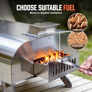 Four à pizza extérieur compact à granulés de bois en acier inoxydable avec pieds pliables, durable et moderne pour la cuisson de pizzas - Product Image 5