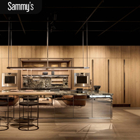 Meubles de cuisine écologiques modulaires de luxe fabriqués en Chine, ensemble complet, cuisine moderne sur mesure, armoires en verre et en acier inoxydable