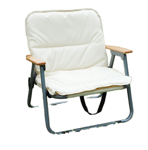 Chaise de jardin pliante avec accoudoirs en bois et siège rembourré, structure en aluminium, mobilier d'extérieur, style décontracté - Product Image 1