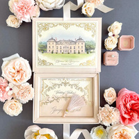 Boîte cadeau personnalisable haut de gamme en velours pour invitations de mariage avec marquage à chaud, idéale pour cadeaux d'affaires et cartes de vœux (style européen)