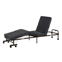 Lit pliant inclinable, lit de repos portable, cadre en métal, lit d'appoint roulant avec matelas, gain de place, lit compact pour la pause travail