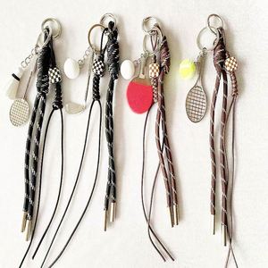 DIY Vintage Fashion Cute Alloy Mini Racket Keychain Charms Tennis Badminton Golf Design Pendant Color Nylon <b>Rope</b> Bag Phone - Product Image 1