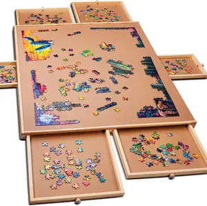 Puzzle Board Tragbar für Erwachsene und Kinder Holz Puzzle Puzzle Tisch 6 Schubladen