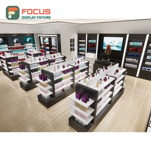 Modern Retail Outlet <b>Brushed</b> Stainless Steel Wall Shelving Fit Out Contractor Cosmetic Shop Design - Product Image 5