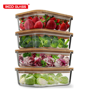 Pantry kitchen fridge cabinet organizer lunch box wooden food container glass lunch box