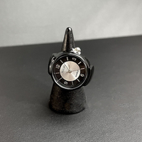 Bague Montre Digitale Minimaliste en Quartz, Plaqué Peinture Noire, Tous Types, Personnalisable, Cadeau de Mode