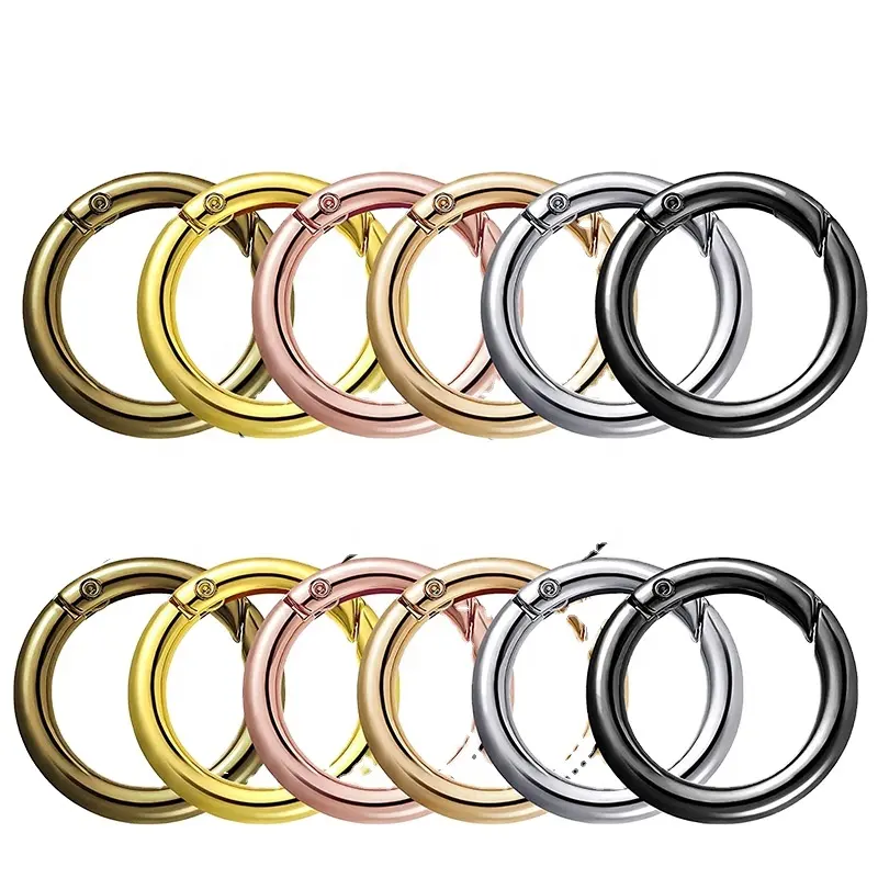 Moschettone rotondo clip snap trigger spring o-ring in metallo per portachiavi borse con fibbia