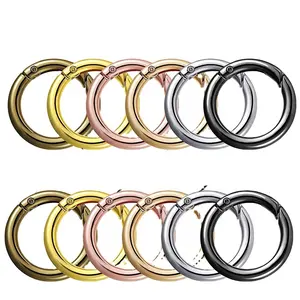 Klip carabiner bulat, pemicu jepret, cincin o logam pegas untuk gantungan kunci, gesper, tas