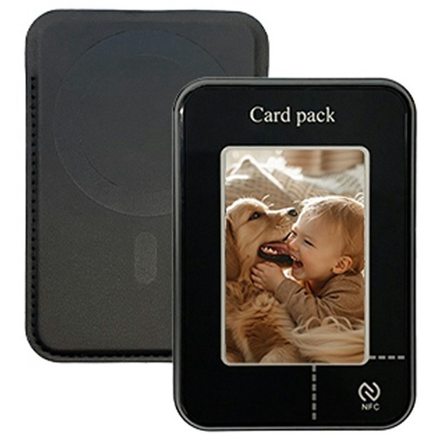 Four Color Display E Ink Magnetic Card Holder Wallet PC TPU NFC Projection E Ink Mobile Phone Case