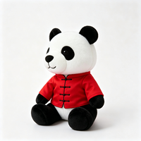 Peluche Panda de Haute Qualité Style Chinois, Vêtement Traditionnel Rouge Tang, Jouet Animal en Peluche Panda Doux