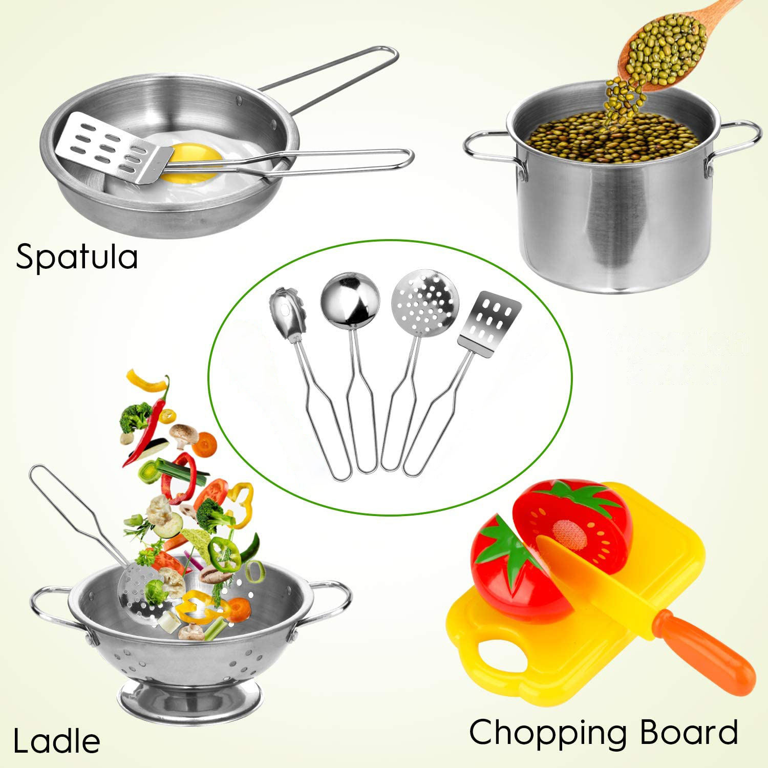 Set di utensili per pentole in acciaio inossidabile per bambini