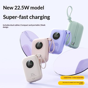 Mini 20000mAh Portable Power Bank With Built In <b>Cable</b> Fast Charging Support Custom Logo For Business Gift - Product Image 1