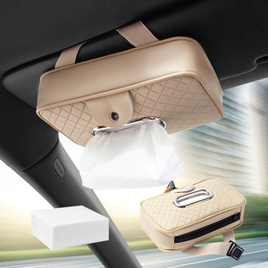 Organizador de Visera para Auto, Caja de Papel Toalla de Cuero con Porta Gafas de Sol para Almacenamiento Interior del Vehículo - Product Image 2