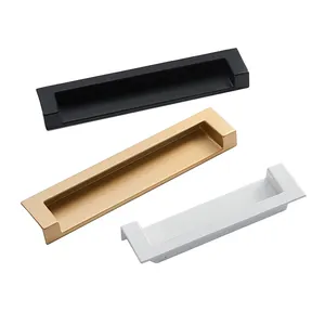 Oukali Wholesale Zinc Alloy Modern Luxury Kitchen Cabinet Handles Matt Gold Black Wardrobe Door Drawer Furniture Pull Handle