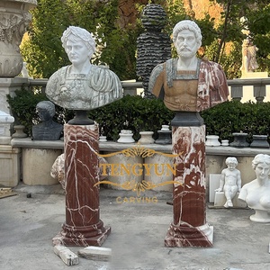 <span class=keywords><strong>Buste</strong></span> antique personnalisé en <span class=keywords><strong>marbre</strong></span> d'un <span class=keywords><strong>homme</strong></span> romain, sculptures de bustes masculins en pierre avec socle en colonne pour la décoration - Product Image 3