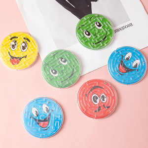 Mini laberinto de mármol portátil para niños, laberinto de equilibrio con caras sonrientes, de plástico, unisex, de 2 a 4 años, juego de laberinto de inteligencia - Product Image 1