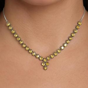 Collier en argent sterling 925 plaqué rhodium avec topaze dorée pour femmes - Product Image 1