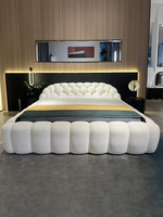 Lit à bulles de style moderne français, blanc, chambre à coucher, designer, mousse haute densité, lit king size, ensemble de meubles