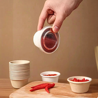 Mini boîte d'emballage carrée biodégradable en papier de canne à sucre de qualité alimentaire, écologique, avec couvercle, pour sauce tomate et salade