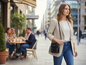 Borsa a tracolla da donna piccola con motivo coccodrillo e funzione portafoglio in PU MH-220157 - Product Image 2