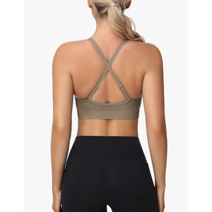 Sports Bras For Women Deep V Neck Adjustable Criss Cross <b>Back</b> Padded Gym Bralettes 3 <b>Pack</b> - Product Image 2
