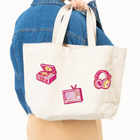 Patch thermocollant rétro en forme de cassette audio, brodé, écologique, rose, motif console de jeu, radio et musique Y2K, pour veste en jean