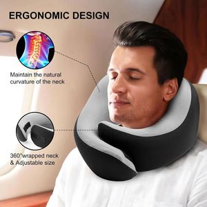 Almohada de Viaje en Forma de U Personalizable, Portátil y Plegable, de Espuma Viscoelástica, para Avión, Oficina y Siesta - Product Image 3