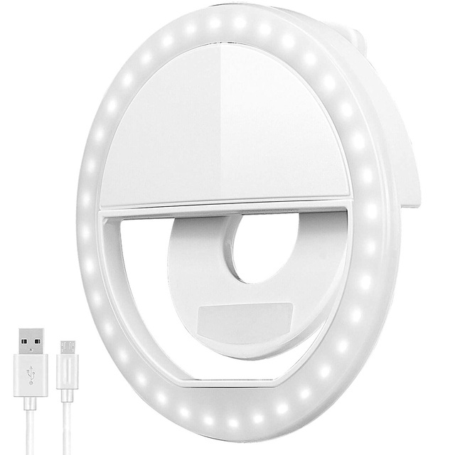 Portable USB Rechargeable LED Selfie Ring Light for Mobile