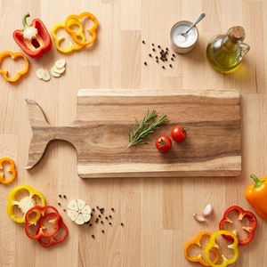 Planche à pizza en bois d'<span class=keywords><strong>acacia</strong></span> avec poignée en queue de baleine - Plateau de service pour charcuterie, grande planche à découper, plateau à pain, qualité alimentaire, pour hôtel - Product Image 1