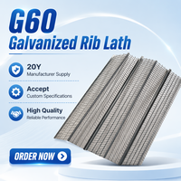 Grillage nervuré galvanisé G60, maille anti-fissures pour plâtre, tailles personnalisées disponibles, 20 ans d'expérience pour les distributeurs de matériaux de construction