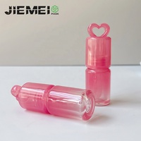 JIEMEI-Bouteille d'huile à lèvres ronde, en stock, emballage de maquillage avec trou de cœur, grande baguette, tube de brillant à lèvres rose vide avec porte-clés