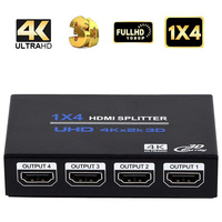 1 4 OUT HDMI 1.4 Splitter 1X4 HD 1080P 3D 4X2K UHD teksir amplifikatör anahtarı HDMI dağıtıcı 1x4 PC HDTV kutusu PS3 DVD