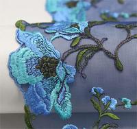 Largeur 19.5 cm Polyester rouge bleu brillant coloré 3 D soie fleur broderie dentelle 2 tons pour robe sous-vêtements ourlet rideau