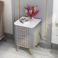 Usine en gros nordique lumière luxe Table de chevet classique Offre Spéciale chambre armoire mode marbre haut velours table de chevet