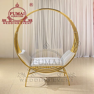 Fauteuil de mariage royal en acier inoxydable doré avec design en cercle - Product Image 2