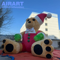 Ours en peluche gonflable de décoration de mascotte d'activité de Noël de grande taille, ballon gonflable d'ours de père Noël mignon pour Noël