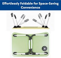 Bureau portable pliable pour ordinateur portable avec fente pour cartes et porte-gobelet pour la maison, le bureau ou la chambre d'étudiant, design simple en bois