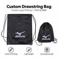 Sac à dos à cordon noir en polyester 210D, imprimé logo blanc, idéal pour le sport et la gym, personnalisable en gros pour équipes - Vente chaude