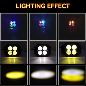 ไฟสปอร์ตไลท์เสริม RGB LED ขนาด 5 นิ้ว สี่ดวง สีสันสดใส 6000k 9-36V IP67 สำหรับดัดแปลง/อัพเกรด MO59 4x4 รถมอเตอร์ไซค์ รถจี๊ป - Product Image 3