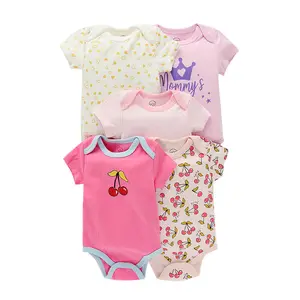 Gros été belle conception bébé barboteuse 100% coton bébé vêtements pyjamas bébé garçon fille body un ensemble de 5 pièces