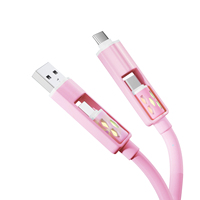 Câble de charge rapide multifonction 4 en 1 avec lumière RGB, câble de charge USB de 3 pieds pour téléphones mobiles, vente chaude