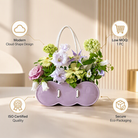Vase en forme de sac à main Art Déco de luxe nordique, pot de fleurs en céramique argentée métallique pour une décoration chic du salon