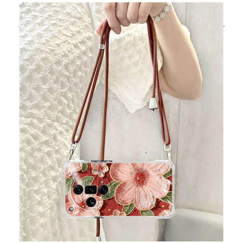 ดอกคามีเลียสีแดง+สายสะพายข้างสีน้ำตาล