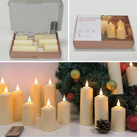 Bougie LED sans flamme rechargeable par USB Minuterie à 10 touches Télécommande Pilier cylindrique Lumière Bougie électronique étanche