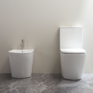 Inodoro de Dos Piezas de Cerámica Blanca con Diseño Moderno, Certificado Watermark, Montado en el Suelo, con Doble Descarga por Gravedad y Bidé - Product Image 2