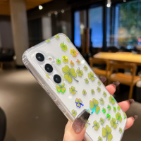 Étui de téléphone portable en acrylique IMD transparent de luxe à motif floral pour Samsung Galaxy S26 S25 A15 A06 A72 – Coque transparente effet fluide