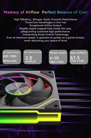 Ventilateur de boîtier PC X WANJiA Prism 9 Pro à roulement fluide, contrôle ARGB PWM, 61,5 CFM, 30dBA, haute pression statique